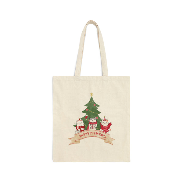 Xmas Cats - Cotton Canvas Tote Bag