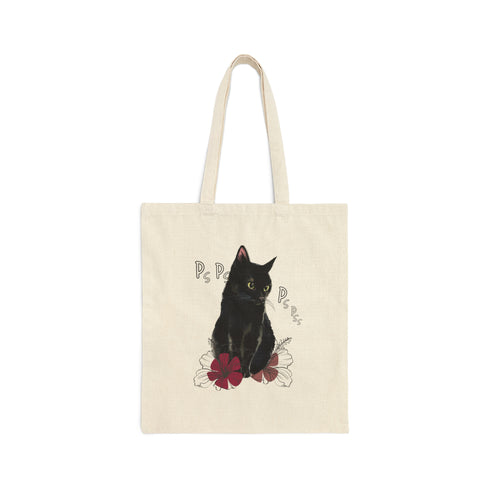 Kitten in Flowers - Cotton Canvas Tote Bag