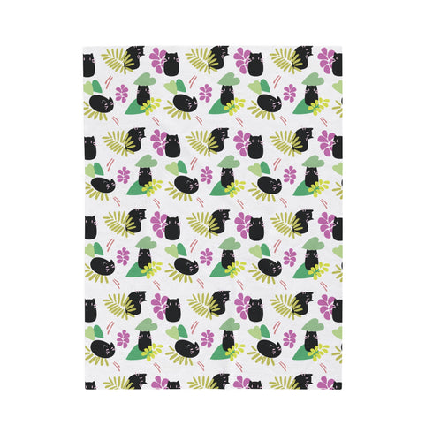It's Spring Time Black Kitties - Velvety Blanket