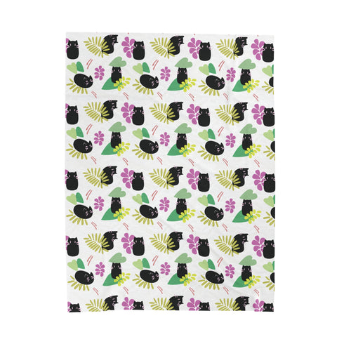 It's Spring Time Black Kitties - Velvety Blanket