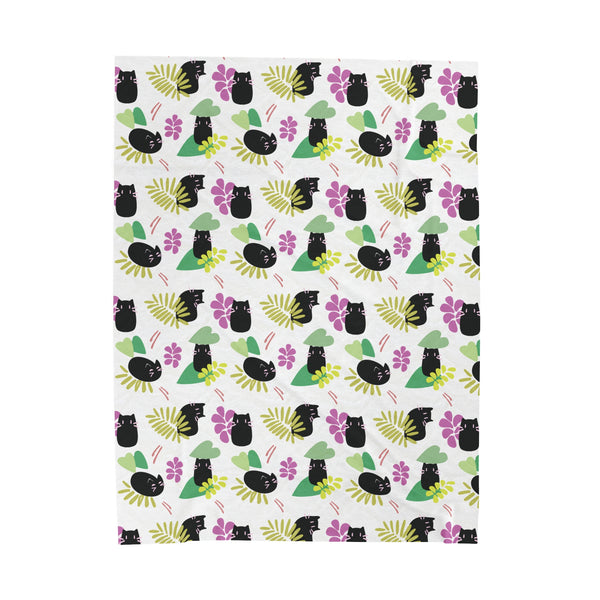 It's Spring Time Black Kitties - Velvety Blanket