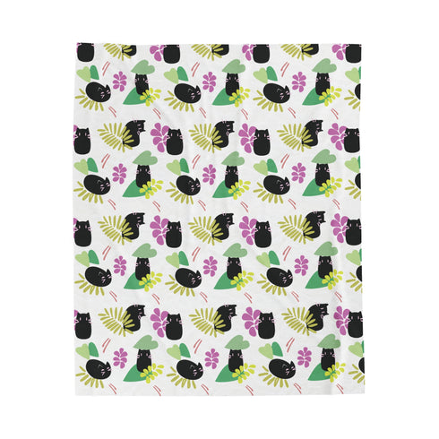 It's Spring Time Black Kitties - Velvety Blanket