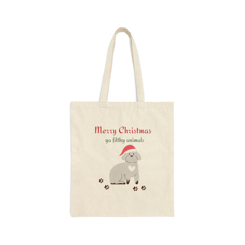 Filthy Xmas Pup - Cotton Canvas Tote Bag