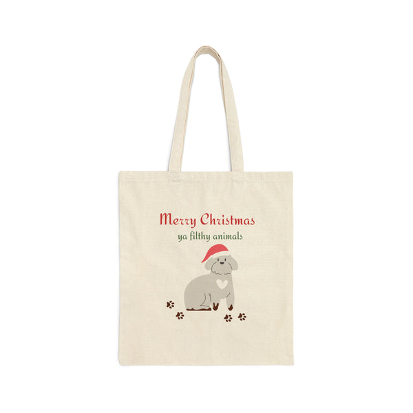 Filthy Xmas Pup - Cotton Canvas Tote Bag
