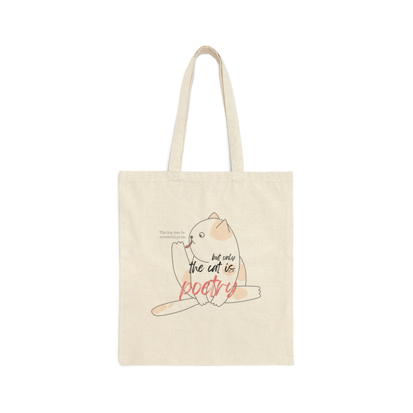 Cat is Poetry Elegant Cat - Cotton Canvas Tote Bag