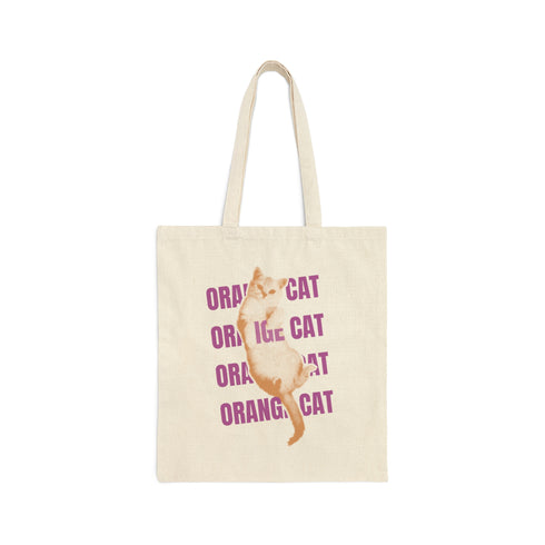 Y2K Orange Cat - Cotton Canvas Tote Bag