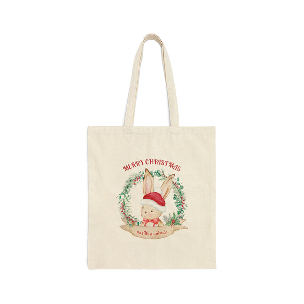 Christmas Bunny - Cotton Canvas Tote Bag